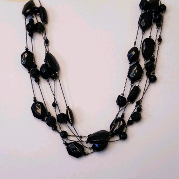 LC Lauren Conrad Black Beaded 5 Strand Necklace - Picture 2 of 3